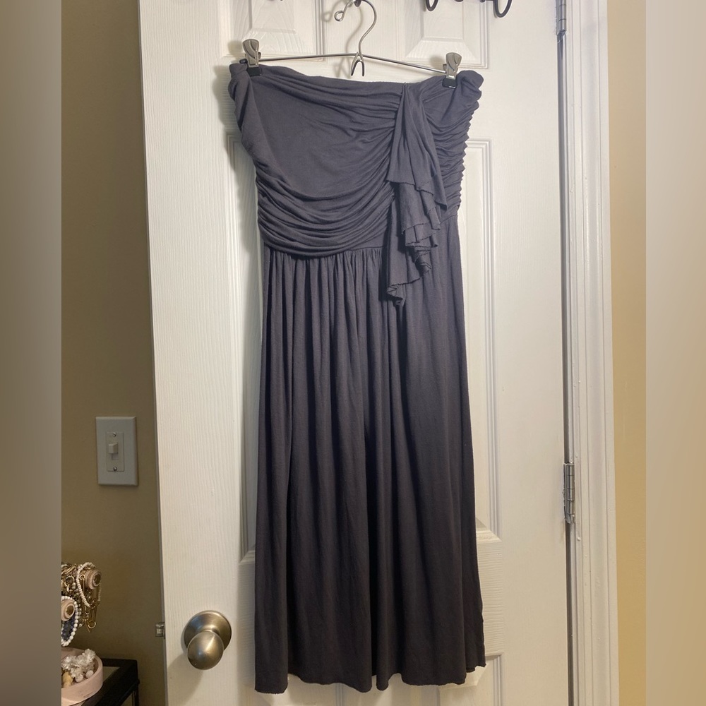 J.Crew strapless jersey knit gray midi dress